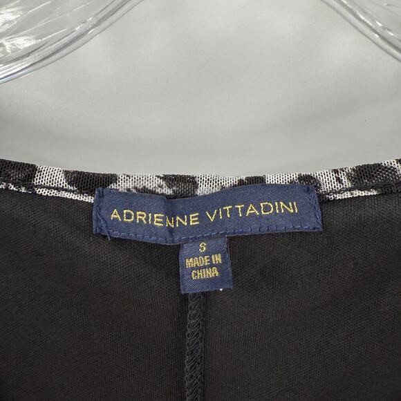 Adrienne Vittadini Gray Leopard Crochet Sheer V-Neck Blouse Women's Size Small - Picture 3 of 9